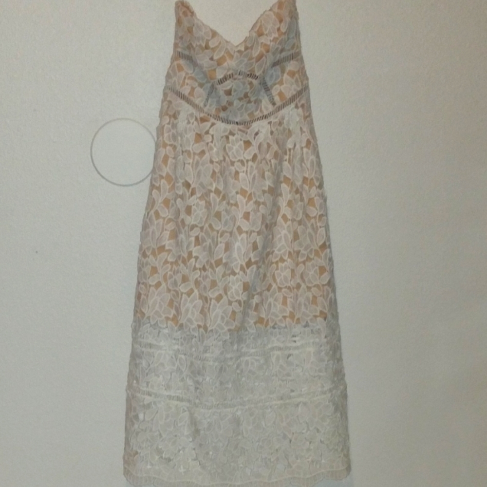 Lulu's Pinnacle Of Prestige Ivory Lace strapless Dress Sz M